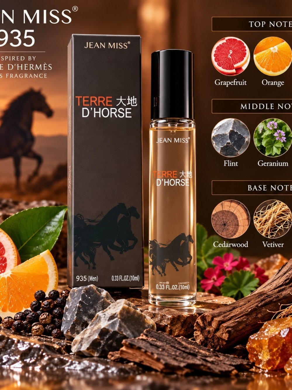 Jean Miss Terre D'Horse Unisex Fragrance Set 1oz Each